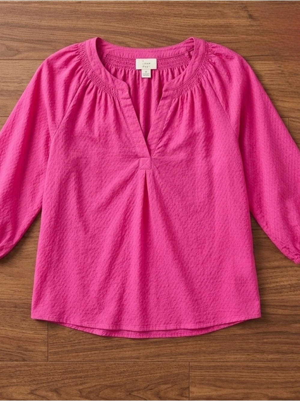 crown & ivy Bright Pink Split-Neck Blouse